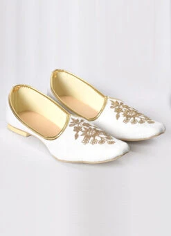 Cream Raw Silk Hand Work Mojri