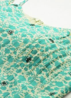 Top From Cream And Blue Chinon Printed Gharara Set After Six Wear -Mahra Clothing Shop Cream and Blue Chinon Printed Gharara Set SLBS02302373 rrc1