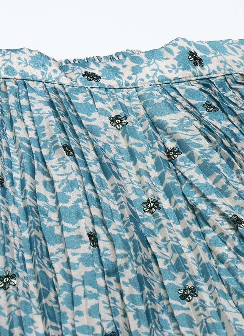 Bottom From Cream And Blue Printed N Embroidered Set After Six Wear 6 Bottom From Cream And Blue Printed N Embroidered Set After Six Wear - Image 6