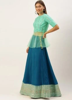Teen Girls Crystel Teal Blue N Green Sequin Embroidered Lehenga Festive Wear -Mahra Clothing Shop Crystel Teal Blue N Green Sequin Embroidered Lehenga GHBS02102949 b