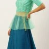 Teen Girls Crystel Teal Blue N Green Sequin Embroidered Lehenga Festive Wear