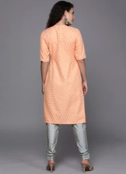 Peach Jacket Style Top And Bottom Festive Wear -Mahra Clothing Shop Custom Made Peach Jacket Style Top and Bottom KSBS01908661 b