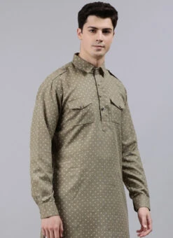 Grey Foil Print Pathani Set Party Wear 12 Grey Foil Print Pathani Set Party Wear -Mahra Clothing Shop Customized Grey Foil Print Pathani Set KPBS01908473 rrc3