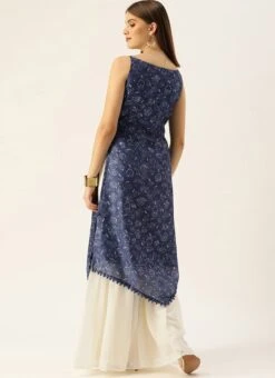 Dark Blue And Off White Kurta Gharara Set After Six Wear -Mahra Clothing Shop Dark Blue And Off White Kurta Gharara Set KSBS02110868 b 1