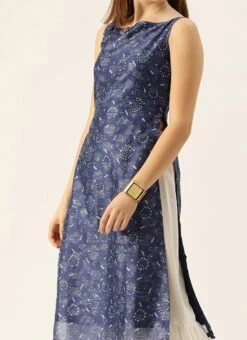 Dark Blue And Off White Kurta Gharara Set After Six Wear