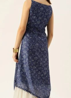 Dark Blue And Off White Kurta Gharara Set After Six Wear -Mahra Clothing Shop Dark Blue And Off White Kurta Gharara Set KSBS02110868 rrc3 1