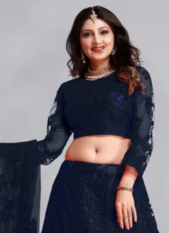 Dark Blue Net Embroidered N Stones Umbrella Lehenga Party Wear -Mahra Clothing Shop Dark Blue Net Embroidered N Stones Umbrella Lehenga GHSWE0038 b