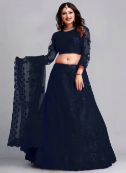 Dark Blue Net Embroidered N Stones Umbrella Lehenga Party Wear -Mahra Clothing Shop Dark Blue Net Embroidered N Stones Umbrella Lehenga GHSWE0038 u