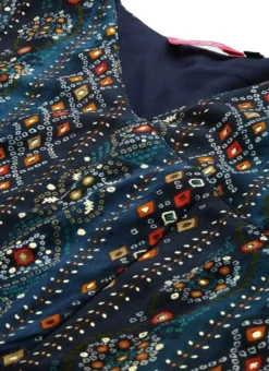 Dark Blue Printed Angarkha Gown Festive Wear 12 Dark Blue Printed Angarkha Gown Festive Wear -Mahra Clothing Shop Dark Blue Printed Angarkha Gown IWBS02110833 rrc1