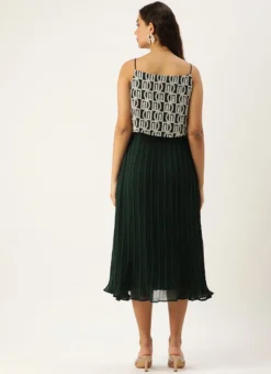 Dark Green Embroidered Georgette Dress After Six Wear -Mahra Clothing Shop Dark Green Embroidered Georgette Dress DRBS02210919 b