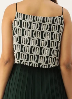 Dark Green Embroidered Georgette Dress Festive Wear After Six Wear -Mahra Clothing Shop Dark Green Embroidered Georgette Dress DRBS02210919 rrc2 1