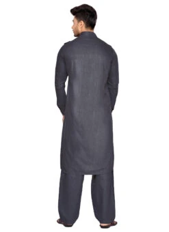 Dark Grey Art Silk Pathani Set -Mahra Clothing Shop Dark Grey Art Silk Pathani Set KPMRG1569 b