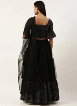Teen Girls Dark Grey Georgette Sequins Embroidered N Black Net Lehenga Festive Wear -Mahra Clothing Shop Dark Grey Georgette Sequins Embroidered N Black Net Lehenga GHBS02210991 b 1