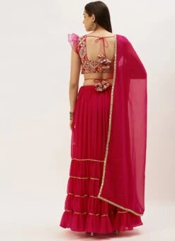 Teen Girls Dark Pink Embroidered Georgette Lehenga Festive Wear -Mahra Clothing Shop Dark Pink Embroidered Georgette Lehenga GHBS02211043 b