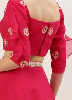 Teen Girls Dark Pink Embroidered Ruffles Style Skirt Set Wedding Wear -Mahra Clothing Shop Dark Pink Embroidered Ruffles Style Skirt Set IWBS02212550 rrc2
