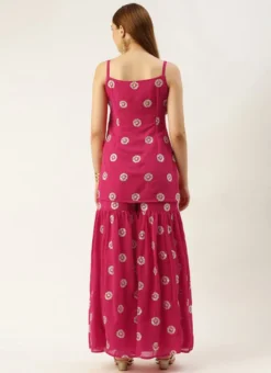 Top From Dark Pink Georgette Embroidered Gharara Set After Six Wear -Mahra Clothing Shop Dark Pink Georgette Embroidered Gharara Set IWBS02301145 b