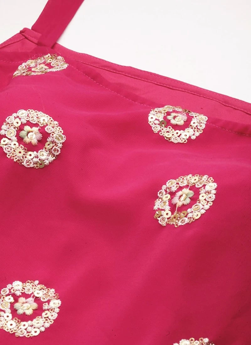 Bottom From Dark Pink Georgette Embroidered Gharara Set After Six Wear 5 Bottom From Dark Pink Georgette Embroidered Gharara Set After Six Wear - Image 5