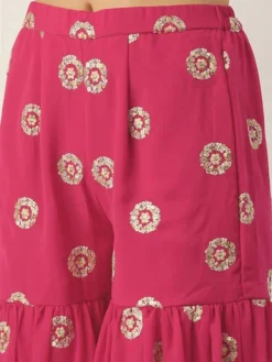 Top From Dark Pink Georgette Embroidered Gharara Set After Six Wear -Mahra Clothing Shop Dark Pink Georgette Embroidered Gharara Set IWBS02301145 rrc2