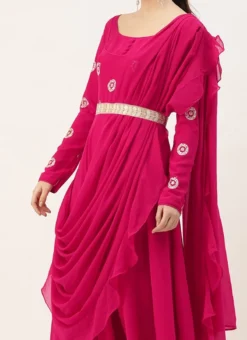Dupatta From Dark Pink Georgette Embroidered Gown After Six Wear