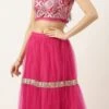 Teen Girls Dark Pink Georgette Embroidered Lehenga Festive Wear