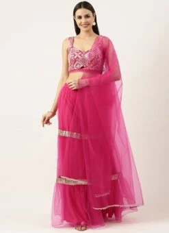 Teen Girls Dark Pink Georgette Embroidered Lehenga Festive Wear -Mahra Clothing Shop Dark Pink Georgette Embroidered Lehenga GHBS02212564 u