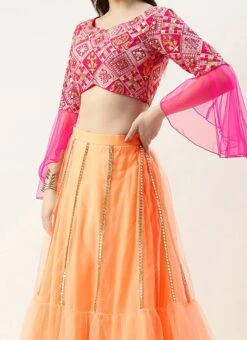 Teen Girls Dark Pink Sequins Tiered Style Lehenga Set Party Wear
