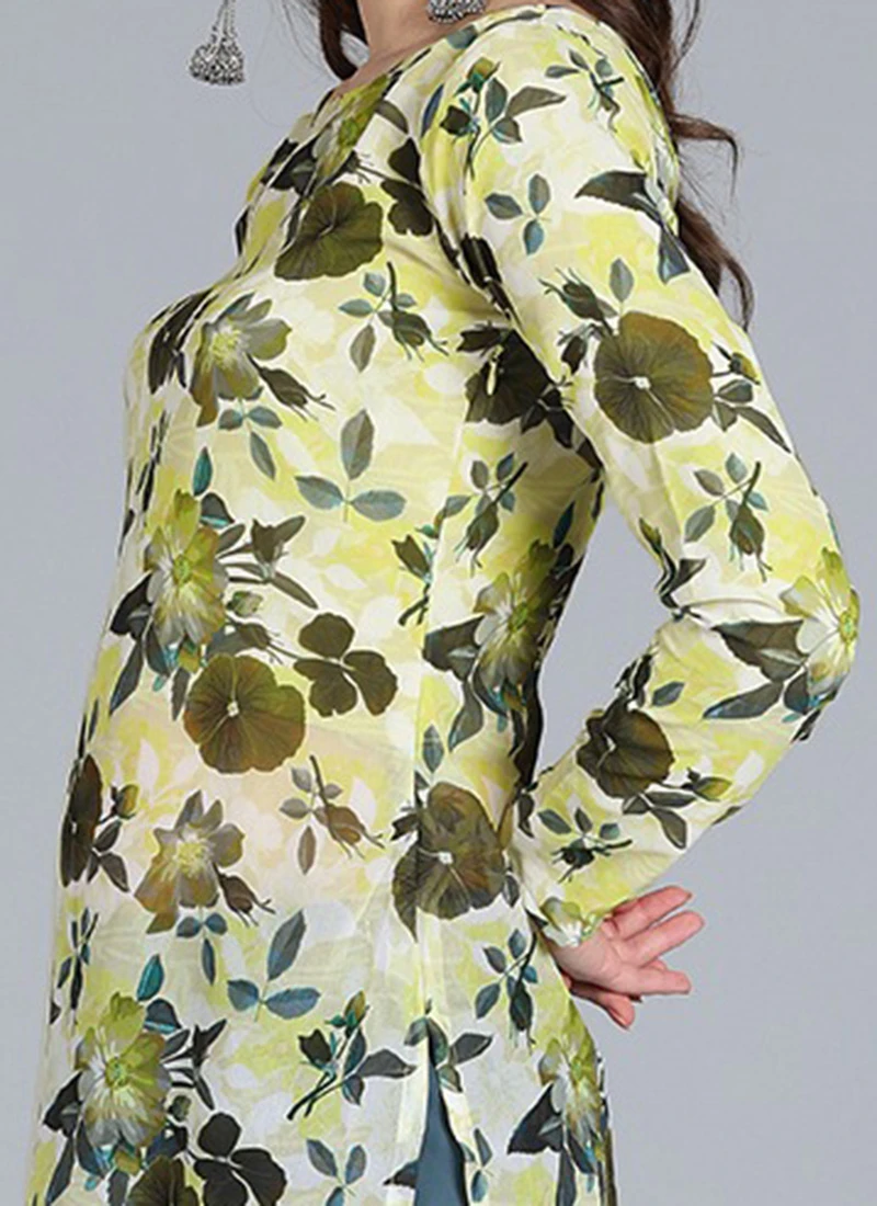 Digital Print Yellow Palazzo Kurta Set Party Wear 1 Digital Print Yellow Palazzo Kurta Set Party Wear