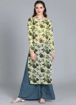 Digital Print Yellow Palazzo Kurta Set Party Wear 8 Digital Print Yellow Palazzo Kurta Set Party Wear -Mahra Clothing Shop Digital Print Yellow Palazzo Kurta Set KSBS01909110 u