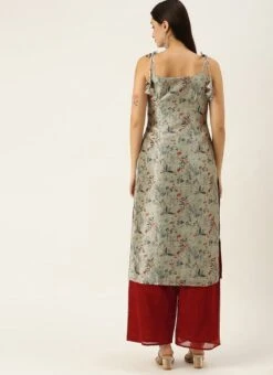 Digital Printed Kurta N Red Chanderi Pants Festive Wear -Mahra Clothing Shop Digital Printed Kurta N Red Chanderi Pants KSBS02109727 b