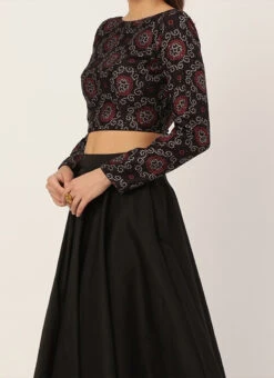 Digital Printed Red N Black Lehenga Party Wear