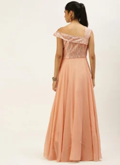 Dusty Pale Peach Embroidered Gown Party Wear -Mahra Clothing Shop Dusty Pale Peach Embroidered Gown IWBS02201258 b