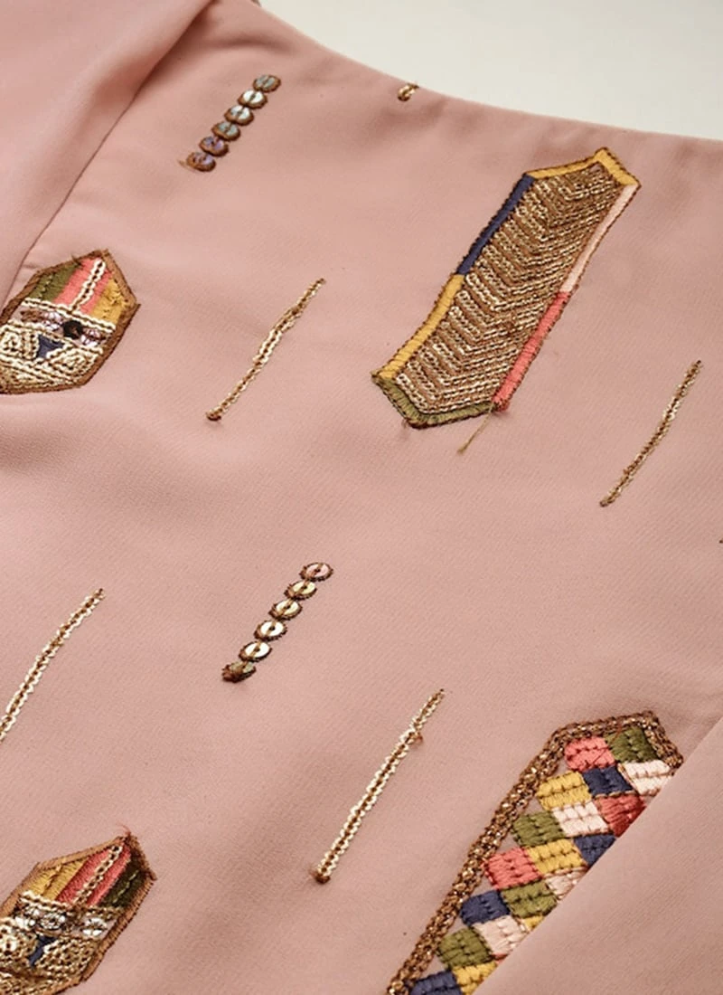Dusty Pink Georgette Embroidered Dress Festive Wear 5 Dusty Pink Georgette Embroidered Dress Festive Wear - Image 5