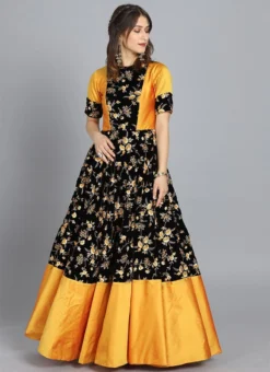 Ethnovog Multicolored Embroidered Gown Party Wear -Mahra Clothing Shop EthnoVogue Customised Multicolored Embroidered Gown IWBS01901252 u