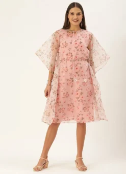 Floral Printed Organza Kaftan Dress After Six Wear Party Wear -Mahra Clothing Shop Floral Printed Organza Kaftan Dress DRBS02110875 u