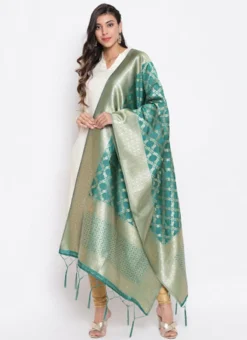 Green Art Silk Dupatta Festive Wear -Mahra Clothing Shop Green Art Silk Dupatta DPSLI103RAM u