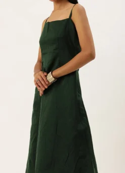 Green Art Silk Foil Organza Jacket Dress Festive Wear