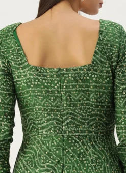 Dupatta From Green Bandhani Printed Rayon Gown With Dupatta Set After Six Wear -Mahra Clothing Shop Green Bandhani Printed Rayon Gown With Dupatta Set IWBS02302294 rrc2