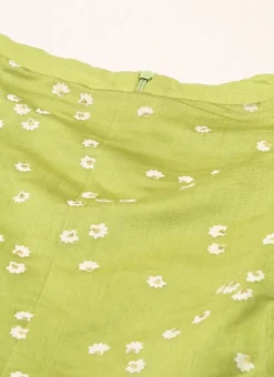 Green Blended Cotton Foil Printed Ruffled Dress After Six Wear Festive Wear -Mahra Clothing Shop Green Blended Cotton Foil Printed Ruffled Dress DRBS02205991 rrc1 1