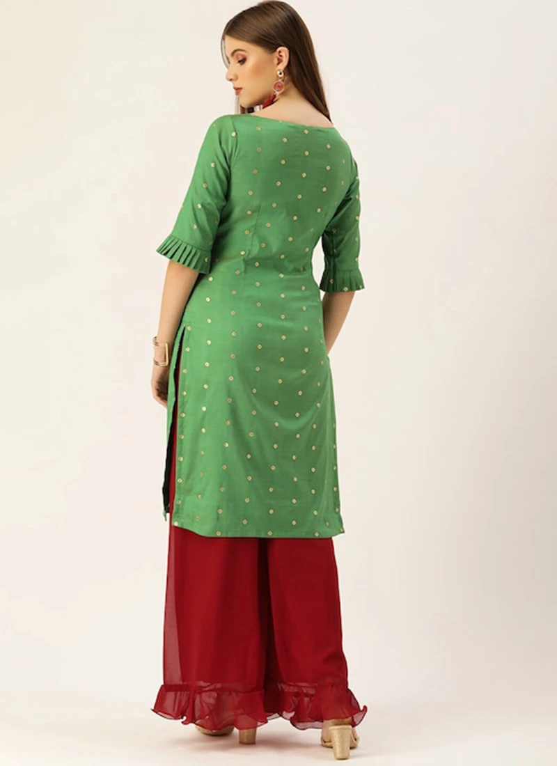 Green Brocade Kurta Festive Wear 4 Green Brocade Kurta Festive Wear - Image 4