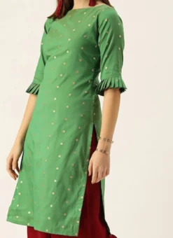 Green Brocade Kurta Festive Wear
