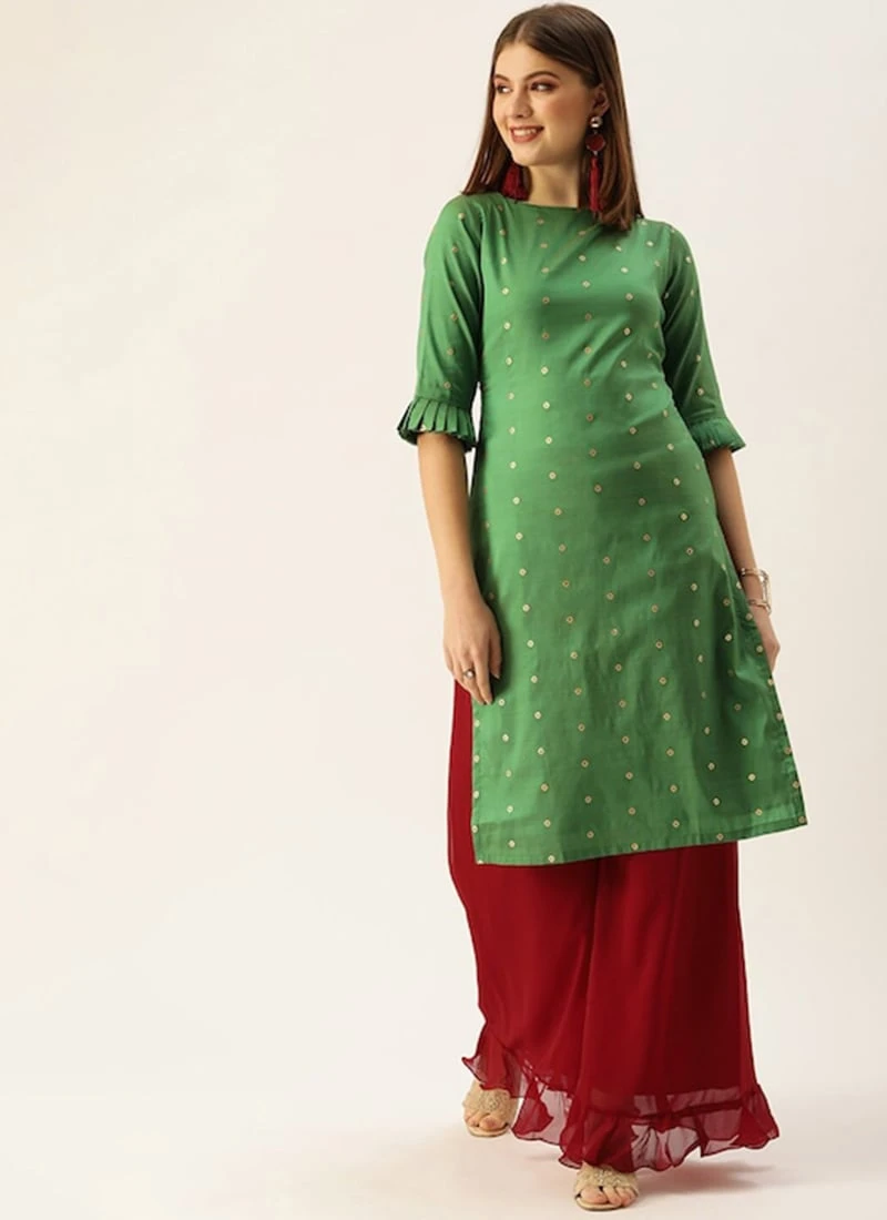 Green Brocade Kurta Festive Wear 3 Green Brocade Kurta Festive Wear - Image 3