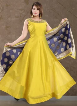 Green Chanderi Art Silk Anarkali Suit Party Wear -Mahra Clothing Shop Green Chanderi Art Silk Anarkali Suit SLMNFG127GREEN u