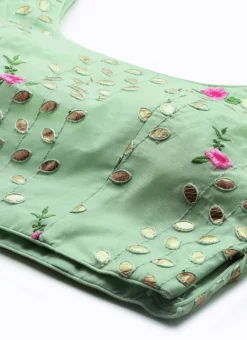 Green Chanderi Blouse N Pink Net Lehenga Party Wear -Mahra Clothing Shop Green Chanderi Blouse N Pink Net Lehenga GHBS02108662 rrc1