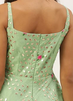 Green Chanderi Embroidered Jumpsuit Festive Wear Party Wear -Mahra Clothing Shop Green Chanderi Embroidered Jumpsuit DRBS02207361 rrc2