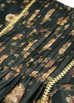 Green Chanderi Printed Floral Maxi Dress Festive Wear -Mahra Clothing Shop Green Chanderi Printed Floral Maxi Dress DRBS02111084 rrc1