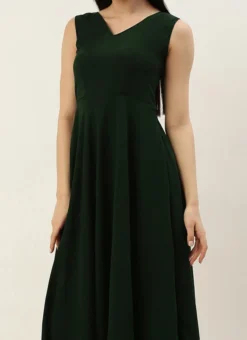 Green Cotton Embroidered Jacket Style Gown Festive Wear