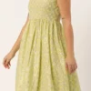 Teen Girls Green Cotton Sequins Embroidered Gown Festive Wear