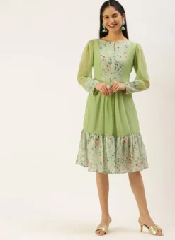 Green Digital Printed Dress Festive Wear -Mahra Clothing Shop Green Digital Printed Dress DRBS02208511 u