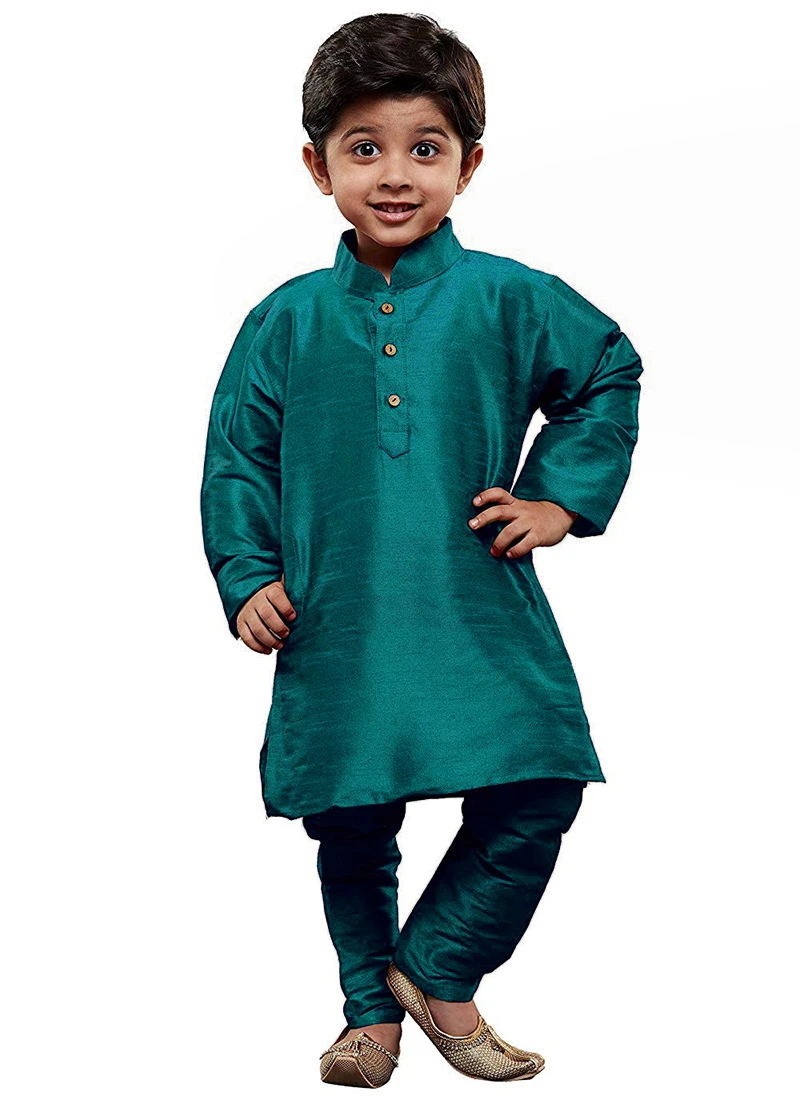 Rama Green Dupion Silk Kurta Pyjama 2 Rama Green Dupion Silk Kurta Pyjama - Image 2