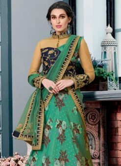 Green Embroidered A Line Lehenga Party Wear 7 Green Embroidered A Line Lehenga Party Wear -Mahra Clothing Shop Green Embroidered A Line Lehenga GHSJSSBSL1004 b